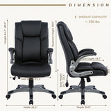 High Back Ergonomic Office Chair with Inflatable Lumbar Support Flip Arms Black