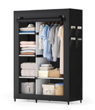 40” Black Fabric Portable Wardrobe Closet with Hanging Rod & Storage Shelves
