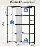 40” Black Fabric Portable Wardrobe Closet with Hanging Rod & Storage Shelves