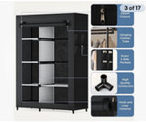 40” Black Fabric Portable Wardrobe Closet with Hanging Rod & Storage Shelves