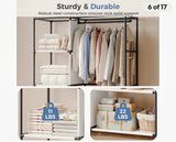 40” Black Fabric Portable Wardrobe Closet with Hanging Rod & Storage Shelves