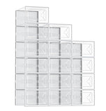15-Pack Clear Stackable Shoe Storage Boxes with Front Opening Doors – White