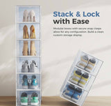 15-Pack Clear Stackable Shoe Storage Boxes with Front Opening Doors – White