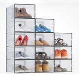 Black 12-Pack Stackable Shoe Storage Boxes with Clear Front Doors
