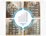 Black 12-Pack Stackable Shoe Storage Boxes with Clear Front Doors