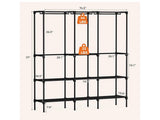72”Black Heavy Duty Portable Clothes Rack Wardrobe Closet with Shelves & Hanging Rods