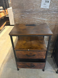 Charging Nightstand Side Table w/ USB Ports & Fabric Drawer Rustic