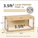Wooden Hamster Cage Chewproof, 32" Large Hamster Cages and Habitats, Openable Top & 3 Side Acrylic Sheets