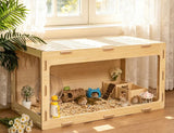 Wooden Hamster Cage Chewproof, 32" Large Hamster Cages and Habitats, Openable Top & 3 Side Acrylic Sheets