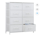 47.2”Drawer Fabric Dresser Storage Tower with Wood Top. White