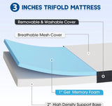 Tri Fold Memory Foam Mattress Twin XL 3 Inch Foldable Floor Mattress Guest Bed Camping Mat