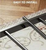 Twin Bed Frame with Headboard Metal Platform Bed Rustic Wood No Box Spring Easy Assembly