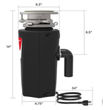 1.25 HP Slim Garbage Disposal Continuous Feed Heavy Duty Kitchen Food Waste Disposer