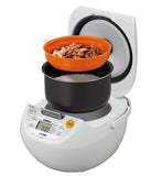 5.5 Cup Micom Rice Cooker and Warmer with Steaming Tray Programmable Multi Function White