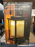 Large Solar LED Outdoor Lantern with USB-C Rechargeable Battery Black Metal Frame Glass