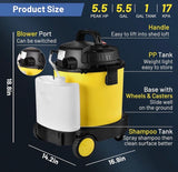Wet Dry Shop Vacuum Carpet & Upholstery Cleaner with 4L Detergent Tank HEPA Filter