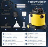 Wet Dry Shop Vacuum Carpet & Upholstery Cleaner with 4L Detergent Tank HEPA Filter