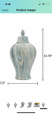 Galt International Porcealin Ceramic Blue & White Marble Glazed Pattern Jar with Lid 14" | Home Decor, Table Accent, Centerpiece, Mantle Jar