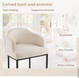 Modern Linen Upholstered Barrel Counter Height Bar Stools Set of 2 Black Metal Frame 35.2”