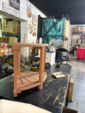Corner Shower Bench with Storage Shelf Waterproof Plastic Shower Stool Teak Finish