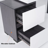 Glossy Black &amp; White Cabinet with 2 Drawers and Divider – Modern Home Storage Organizer
