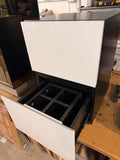 Glossy Black &amp; White Cabinet with 2 Drawers and Divider – Modern Home Storage Organizer