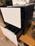 Glossy Black &amp; White Cabinet with 2 Drawers and Divider – Modern Home Storage Organizer