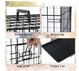 24” Folding Metal Dog Crate Double Door Pet Kennel with Divider Leak Proof Tray Carry Handle