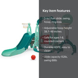 5-in-1 Toddler Slide & Swing Indoor Outdoor Playset with Climber Basketball Hoop & Ring Toss