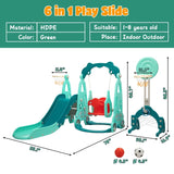 5-in-1 Toddler Slide & Swing Indoor Outdoor Playset with Climber Basketball Hoop & Ring Toss