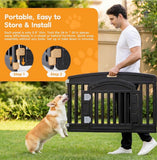24” 4 Panel Dog Playpen Indoor Outdoor Puppy Exercise Pen with Locking Gate Small Medium Dogs