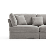 Lemons & Me Grey Linen 3 - Seater Feathers Chubby Sofa Couch Sectional