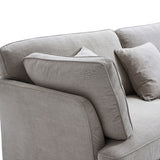 Lemons & Me Grey Linen 3 - Seater Feathers Chubby Sofa Couch Sectional