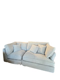 Lemons & Me Grey Linen 3 - Seater Feathers Chubby Sofa Couch Sectional