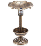 Outdoor Pedestal Birdbath with Planter Base & Solar LED Lights, 29 Inch Bronze