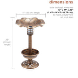 Outdoor Pedestal Birdbath with Planter Base & Solar LED Lights, 29 Inch Bronze