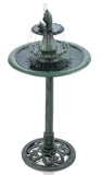 3-Tier Outdoor Pedestal Water Fountain with Birdbath Accent, 40 Inch Bluegreen