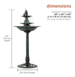 3-Tier Outdoor Pedestal Water Fountain with Birdbath Accent, 40 Inch Bluegreen
