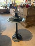 3-Tier Outdoor Pedestal Water Fountain with Birdbath Accent, 40 Inch Bluegreen