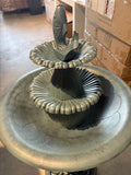 3-Tier Outdoor Pedestal Water Fountain with Birdbath Accent, 40 Inch Bluegreen