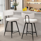 26” Counter Height Swivel Bar Stools – Set of 2 – White Upholstered Seats