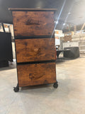 3-Drawer Rolling Storage Dresser Cabinet with Fabric Drawers, Rustic Brown