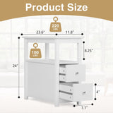 4-Tier White End Table with Charging Station, 2 Drawers, USB Ports & Power Outlets