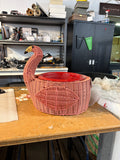 Flamingo Wicker Ice Bucket Beverage Cooler with Removable Bowl