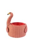 Flamingo Wicker Ice Bucket Beverage Cooler with Removable Bowl