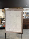 Modern Abstract Textured Wall Art on Metal Stand – Neutral Sculptural Décor 36 1/4”W × 48 1/8”H