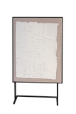 Modern Abstract Textured Wall Art on Metal Stand – Neutral Sculptural Décor 36 1/4”W × 48 1/8”H