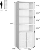 71” Tall 5-Tier Farmhouse Bookshelf with Adjustable Shelves – 31.5” Wide