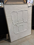 Modern White Textured Abstract Canvas Wall Art – Minimalist Framed 24.5”L × 32”H × 1.5”W