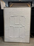 Modern White Textured Abstract Canvas Wall Art – Minimalist Framed 24.5”L × 32”H × 1.5”W
